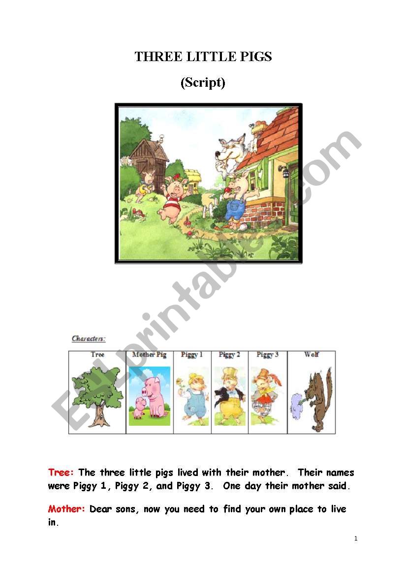 Three little pigs  worksheet