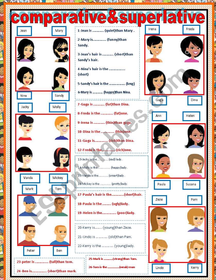 COMPARATIVES AND SUPERLATIVES worksheet