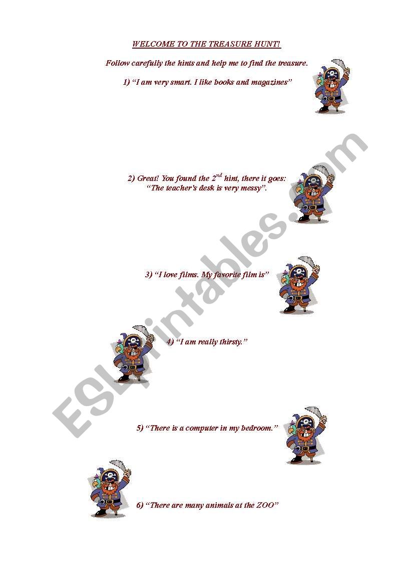 Treasure Hunt worksheet