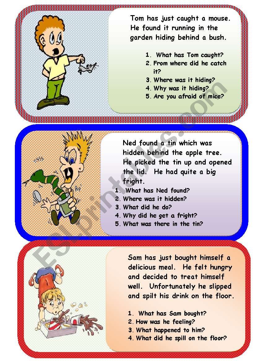 Mini comprehensions worksheet