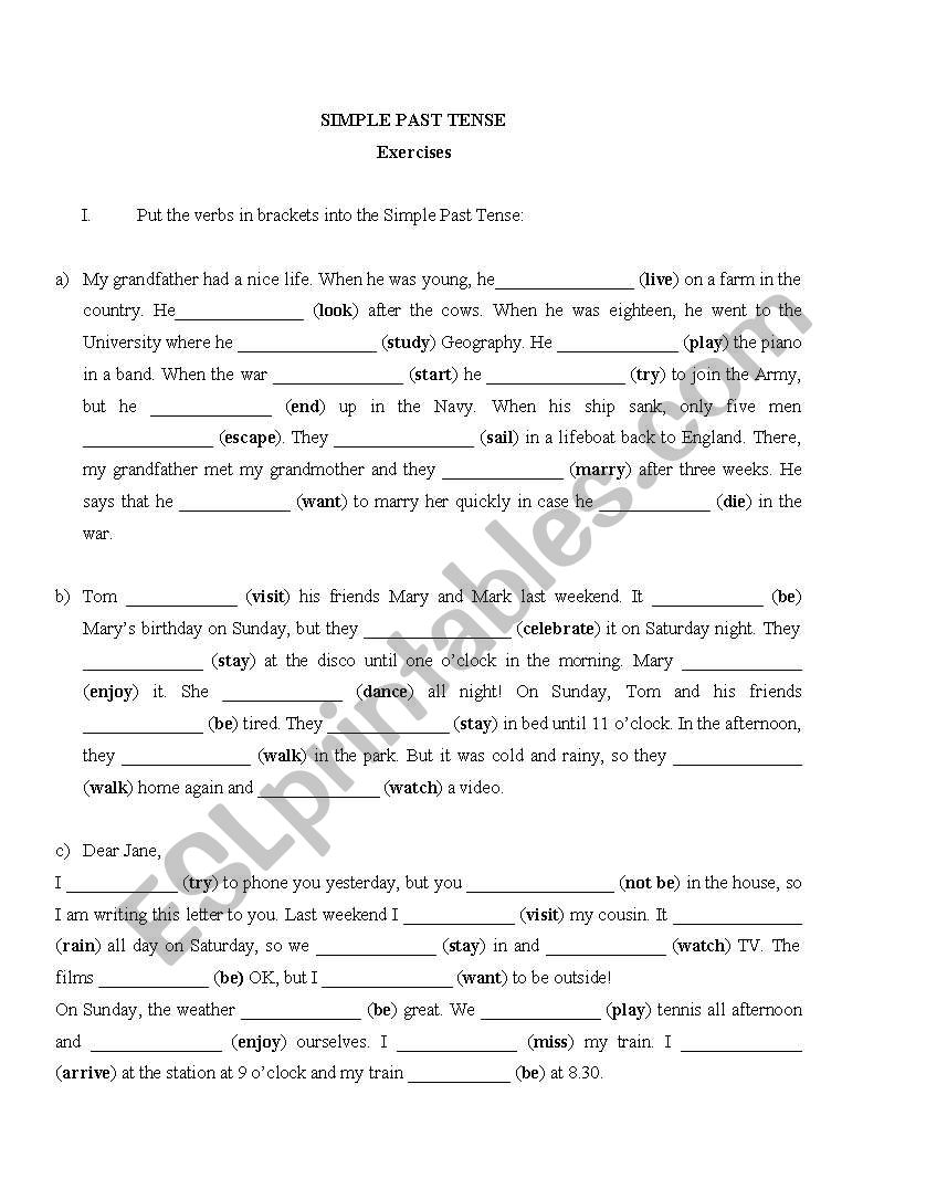 simple past worksheet