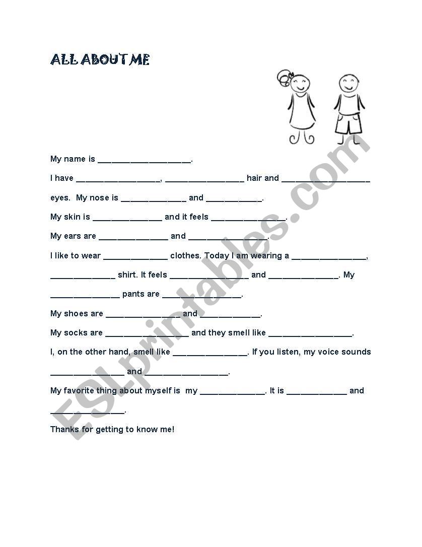 All about me worksheet