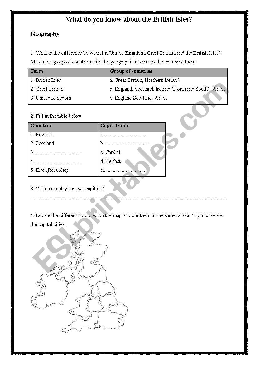 The British Isles worksheet