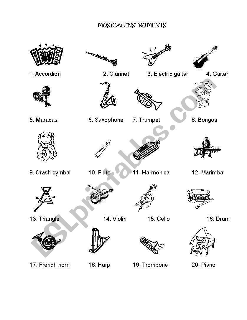 musica lintruments  worksheet