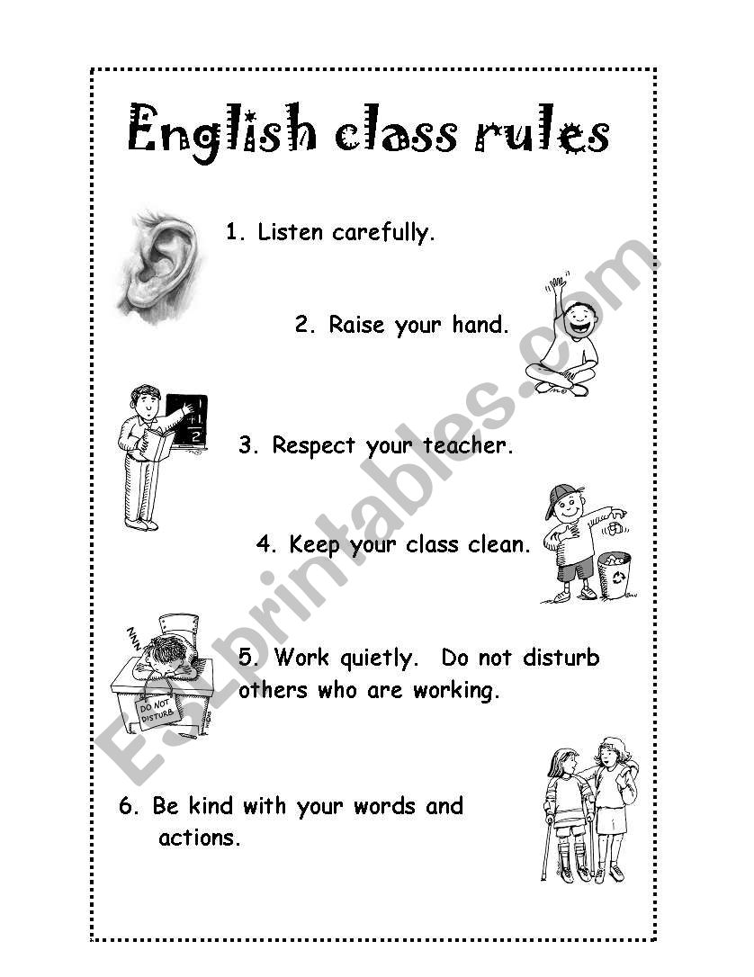 Class rules worksheet