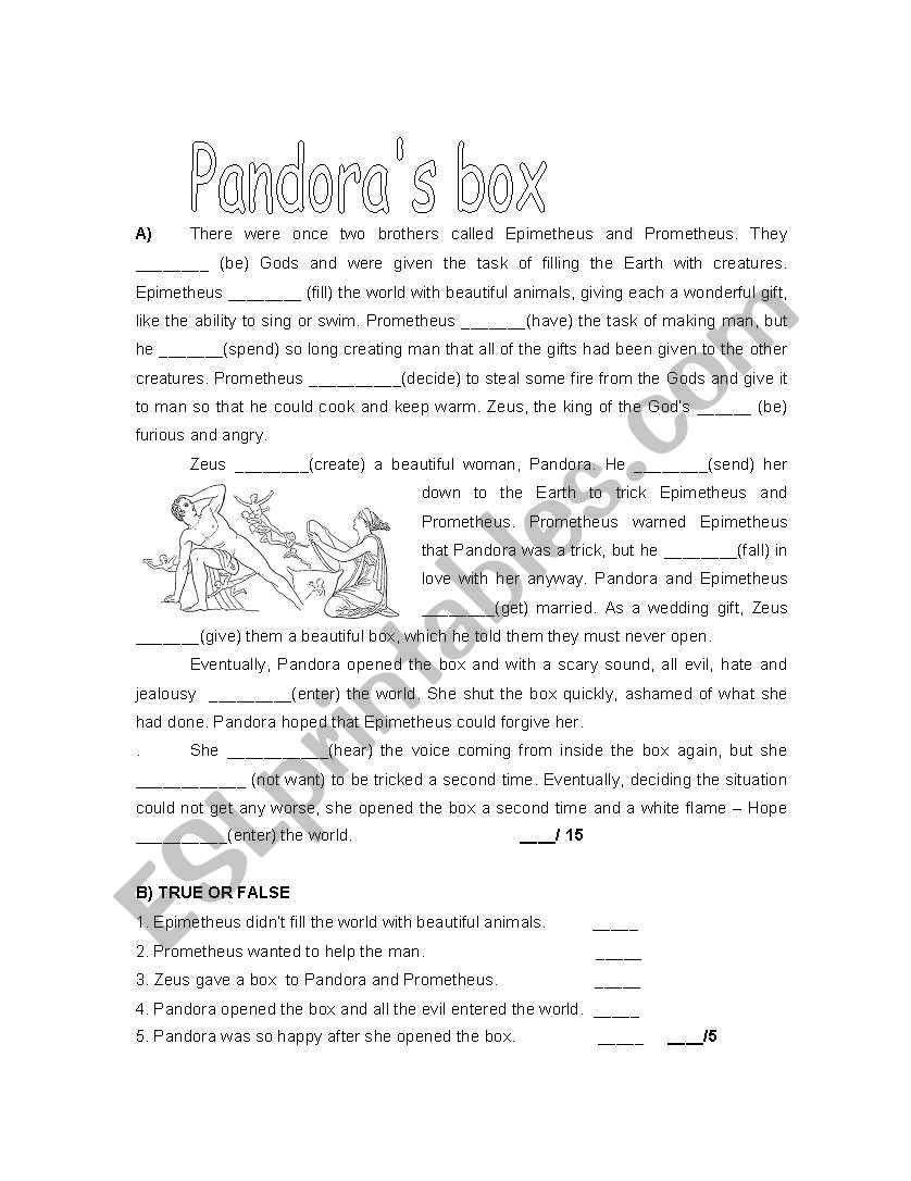 Pandoras box worksheet