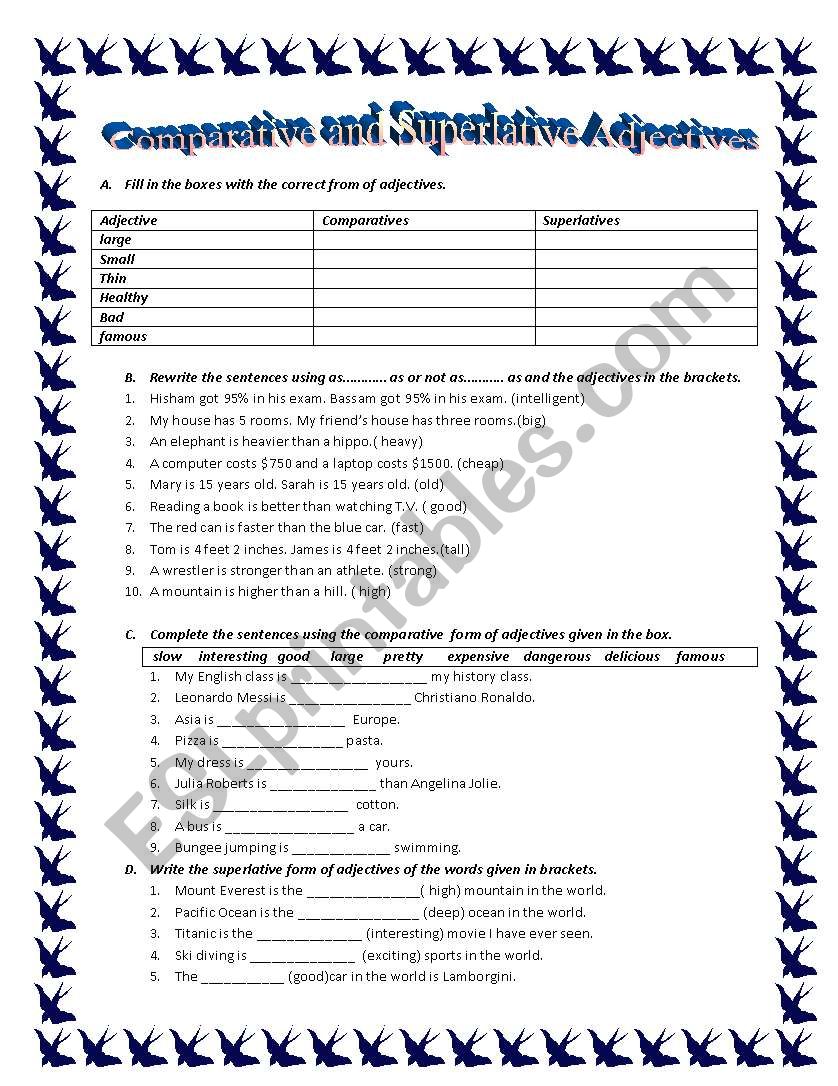 Comparative and superlative adjectives