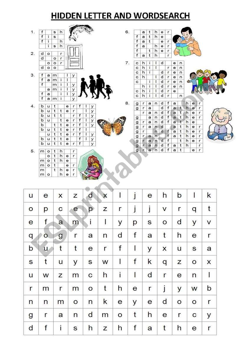 wordshape and wordsearch worksheet