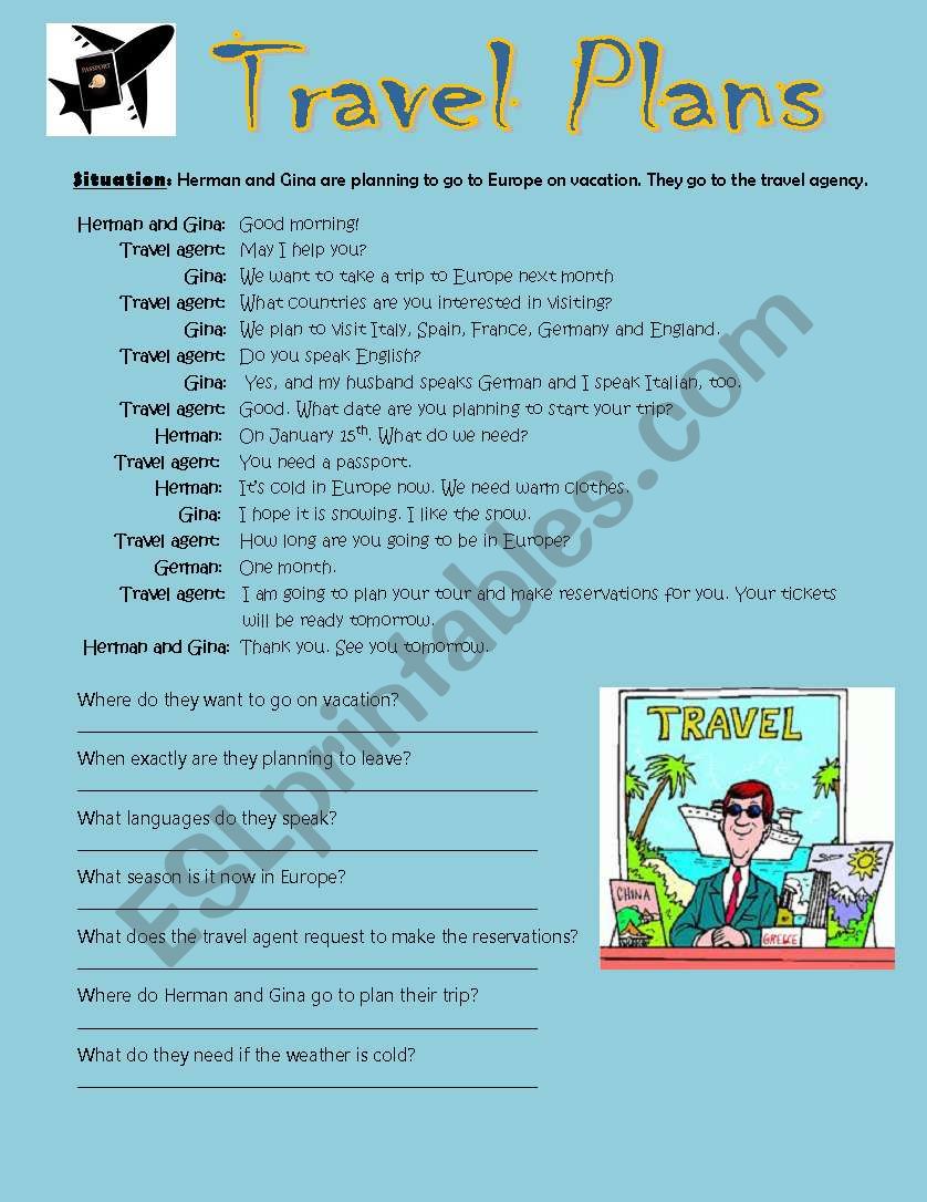 ad travel worksheet