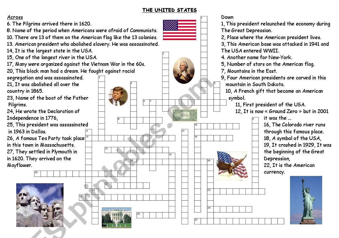 USA crosswords worksheet