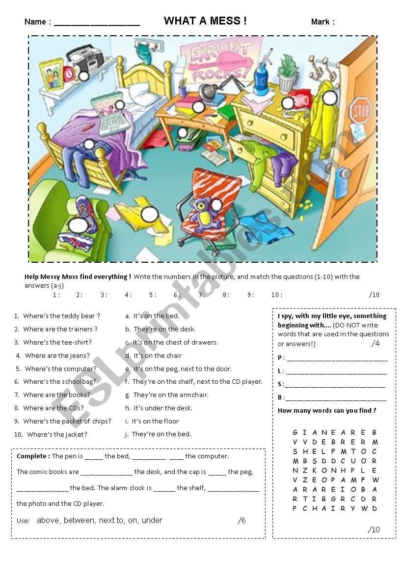 What a mess! worksheet