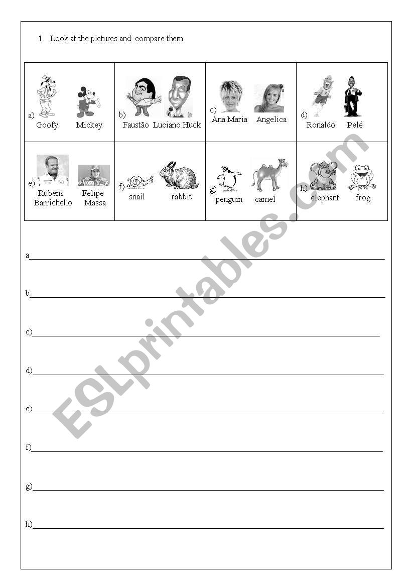 Comparatives worksheet