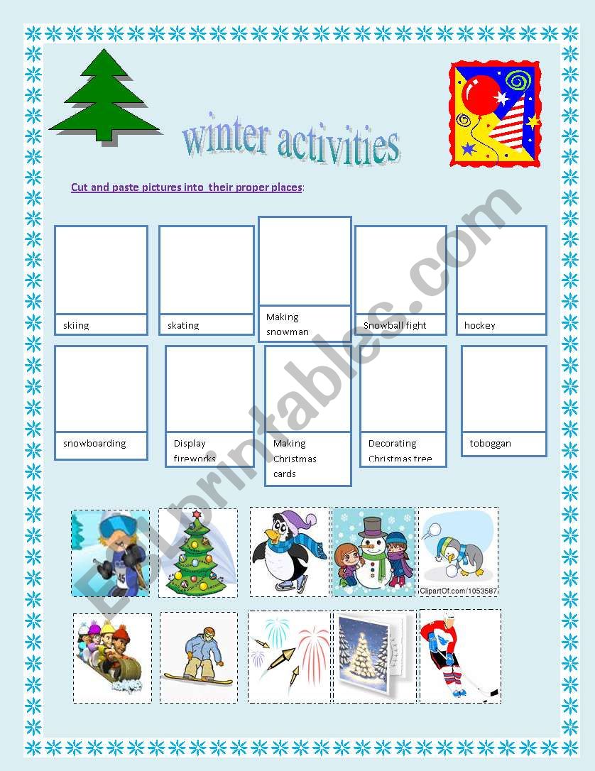 winter activities worksheet