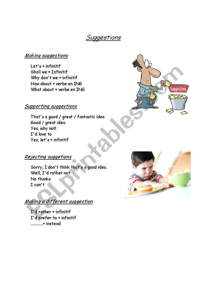 Making suggestion worksheet