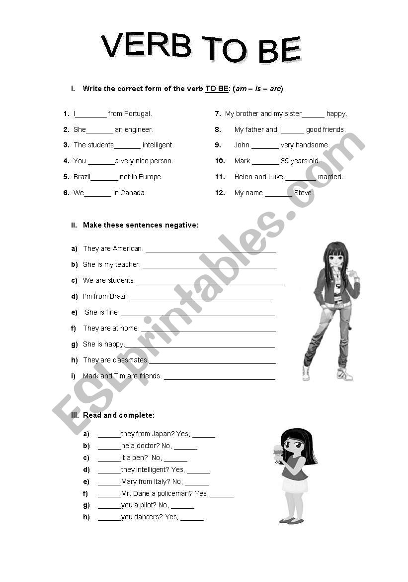 VERB TO BE worksheet