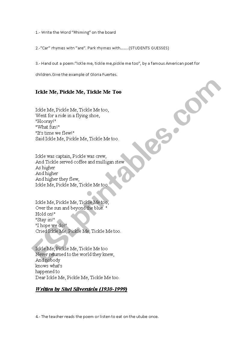 A poem worksheet