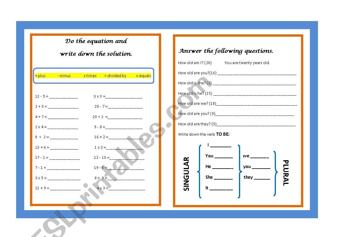 Number exercise worksheet