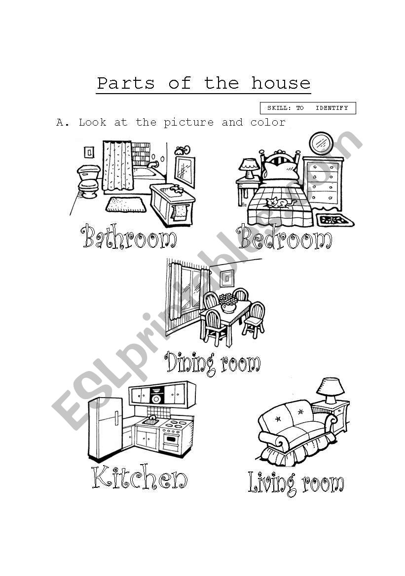 Parts of the House worksheet