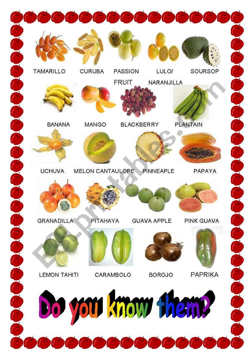 Fruits worksheet