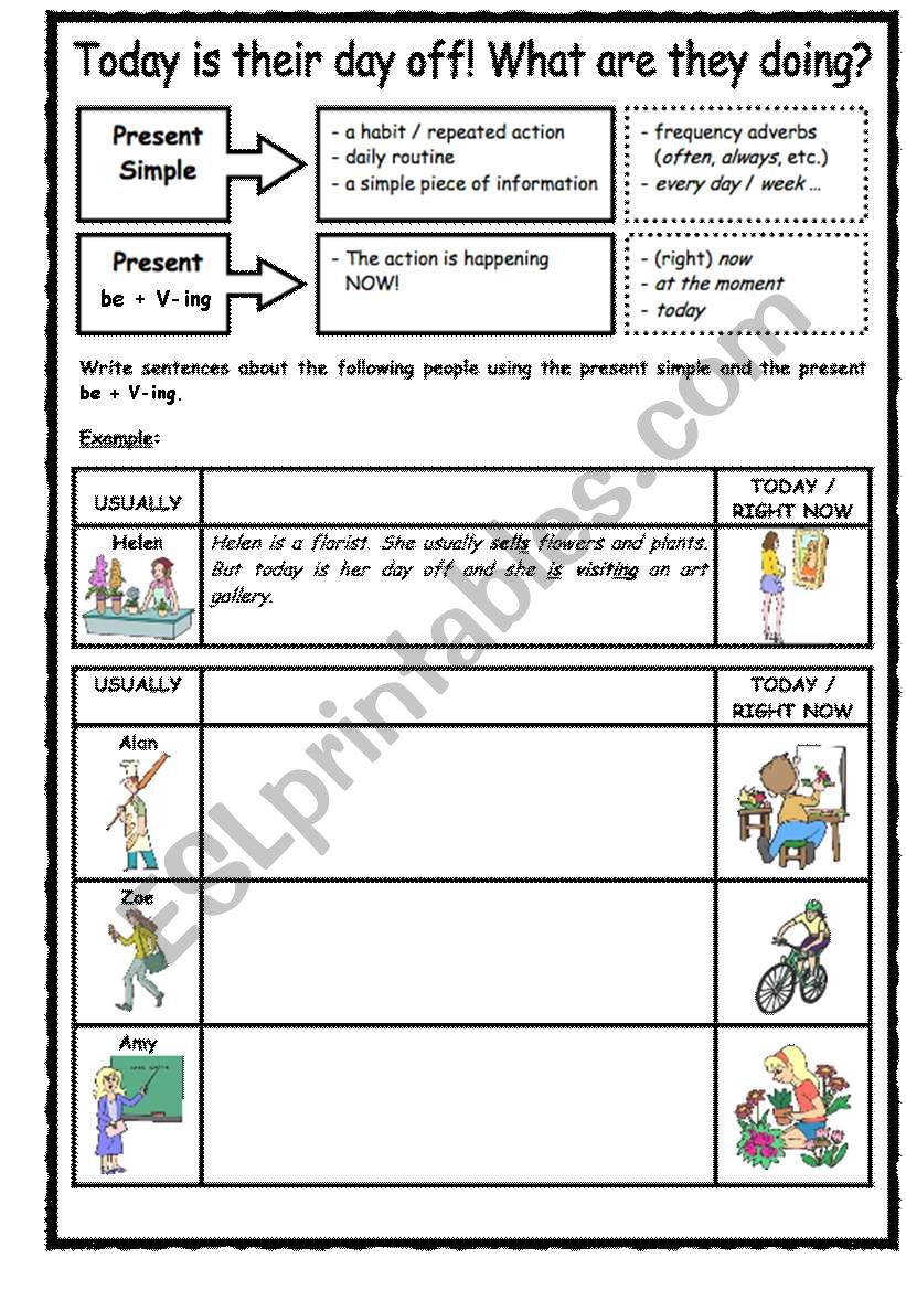 present simple vs present be + ing (continuous)