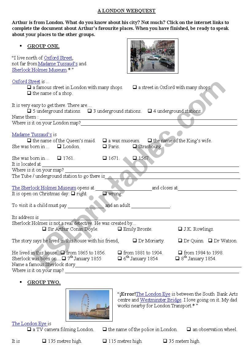 London webquest worksheet