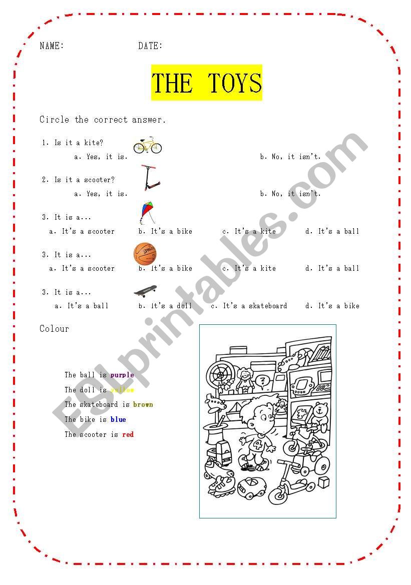 The toys worksheet