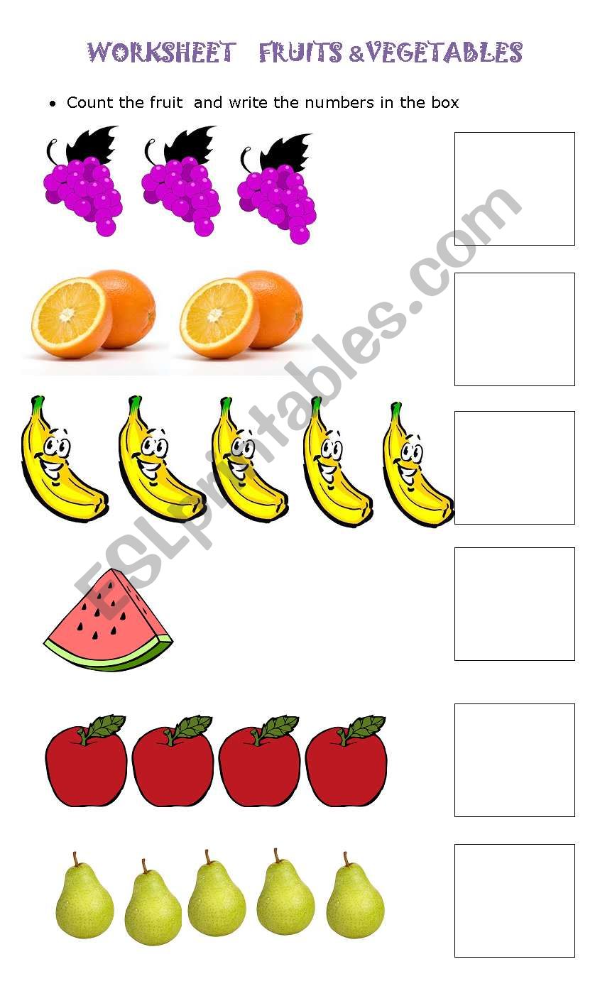 Numbers&fruits worksheet