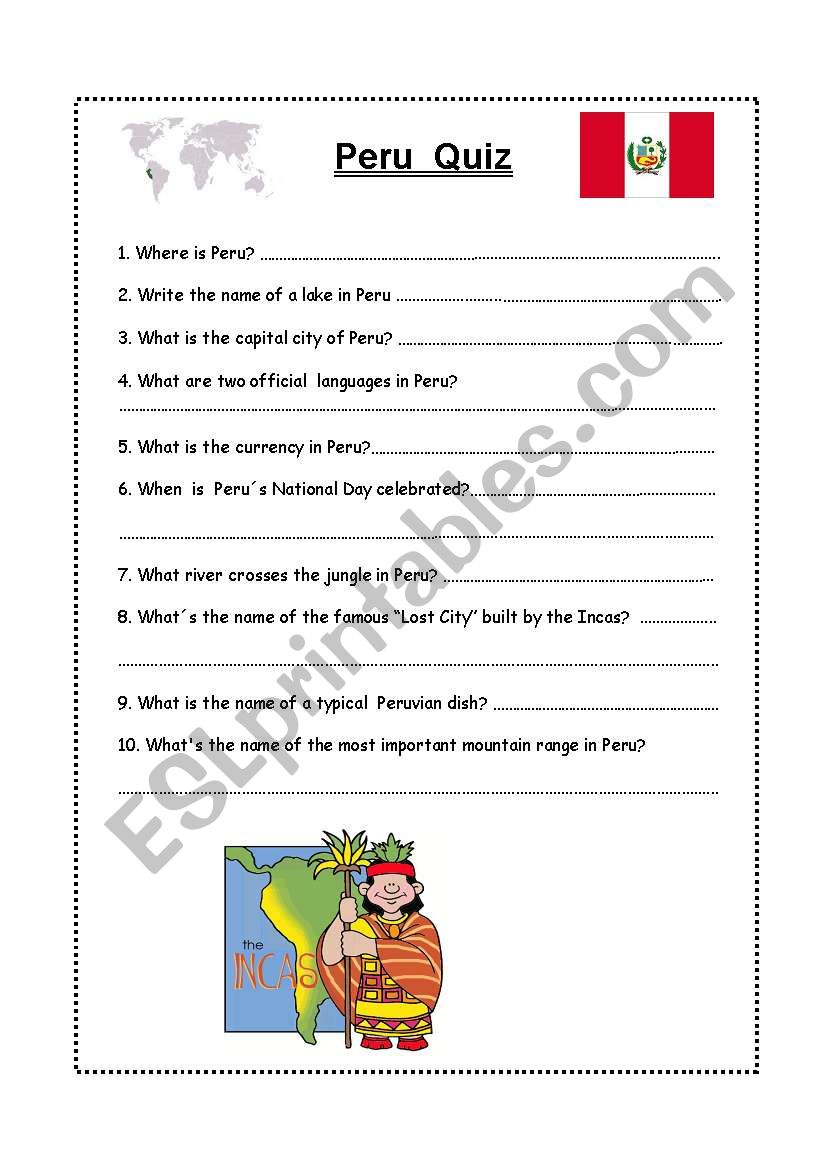 Peru Facts And Puzzles In Spanish And English Spanish Playground 984