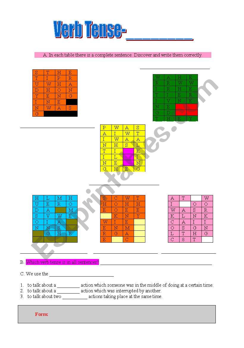 Past Continuous  worksheet