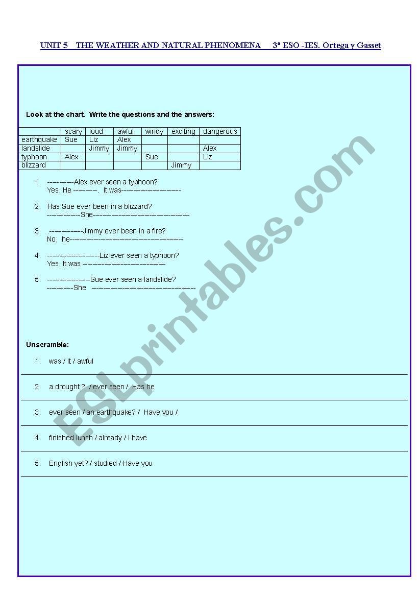 Present Perfect  worksheet