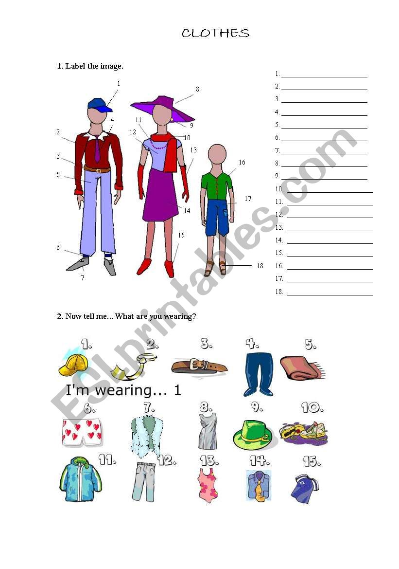 Clothes (exercises) worksheet