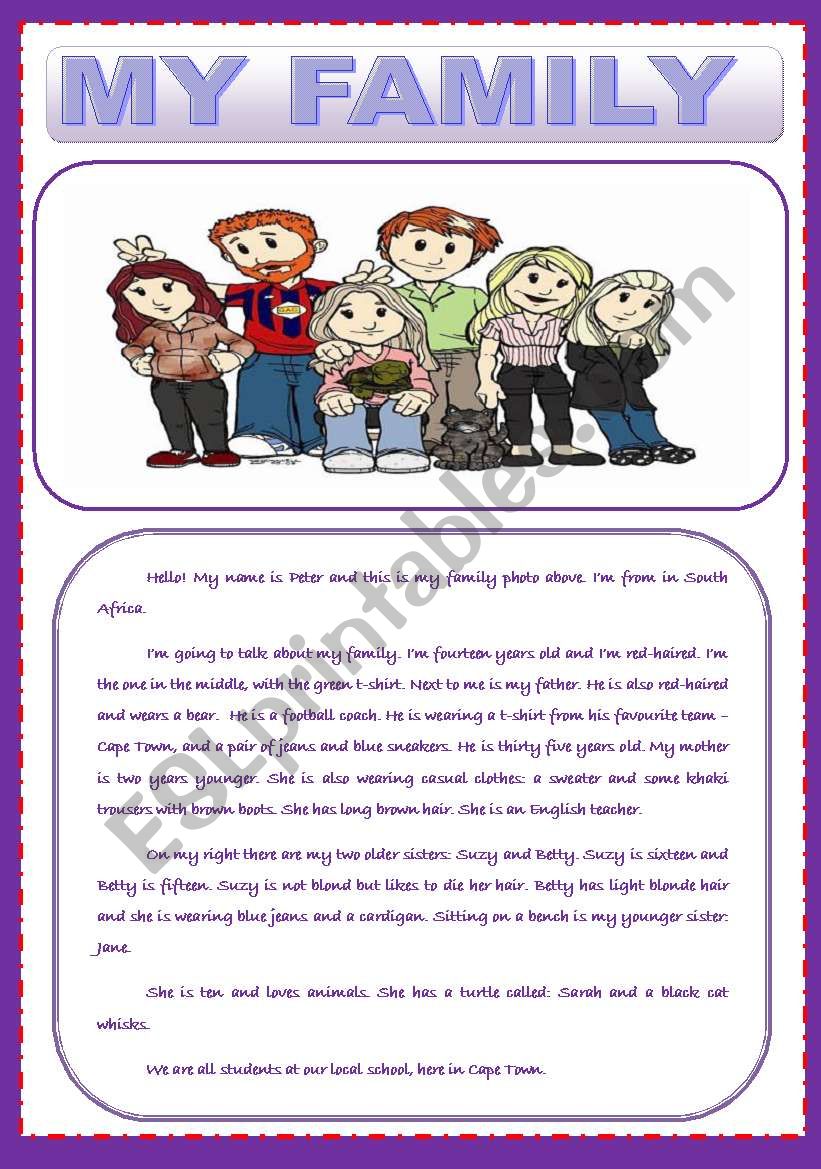 MY FAMILY - SIMPLE PRESENT - ESL worksheet by ascincoquinas
