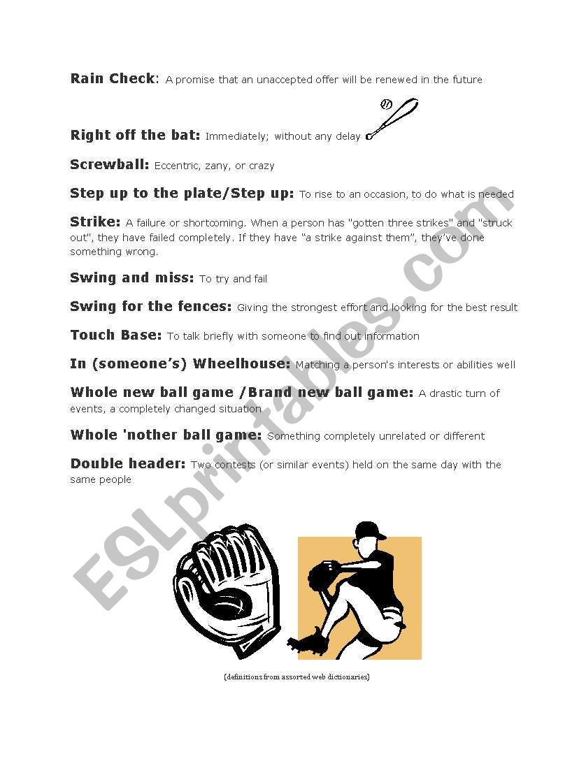 Poster: Baseball Idiom: Ã¬knock it out of the parkÃ® (ESL)