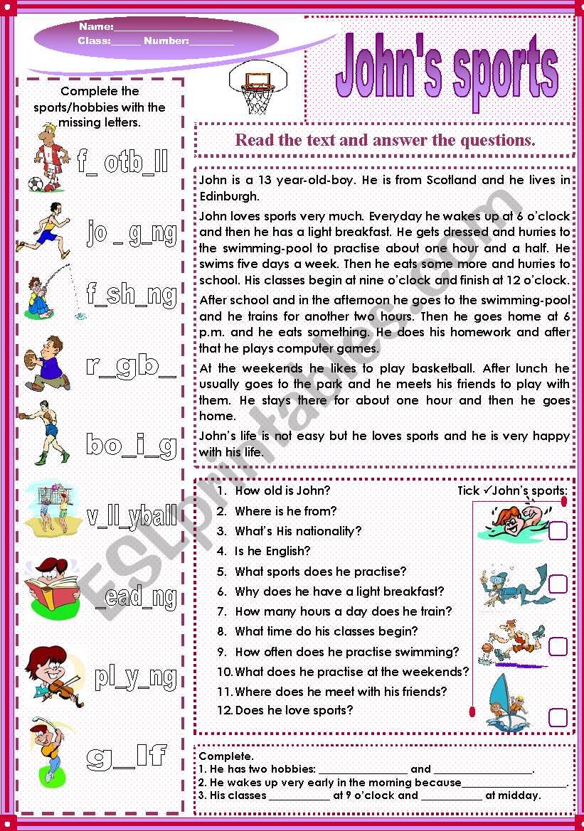 Johns sports (28.01.12) worksheet