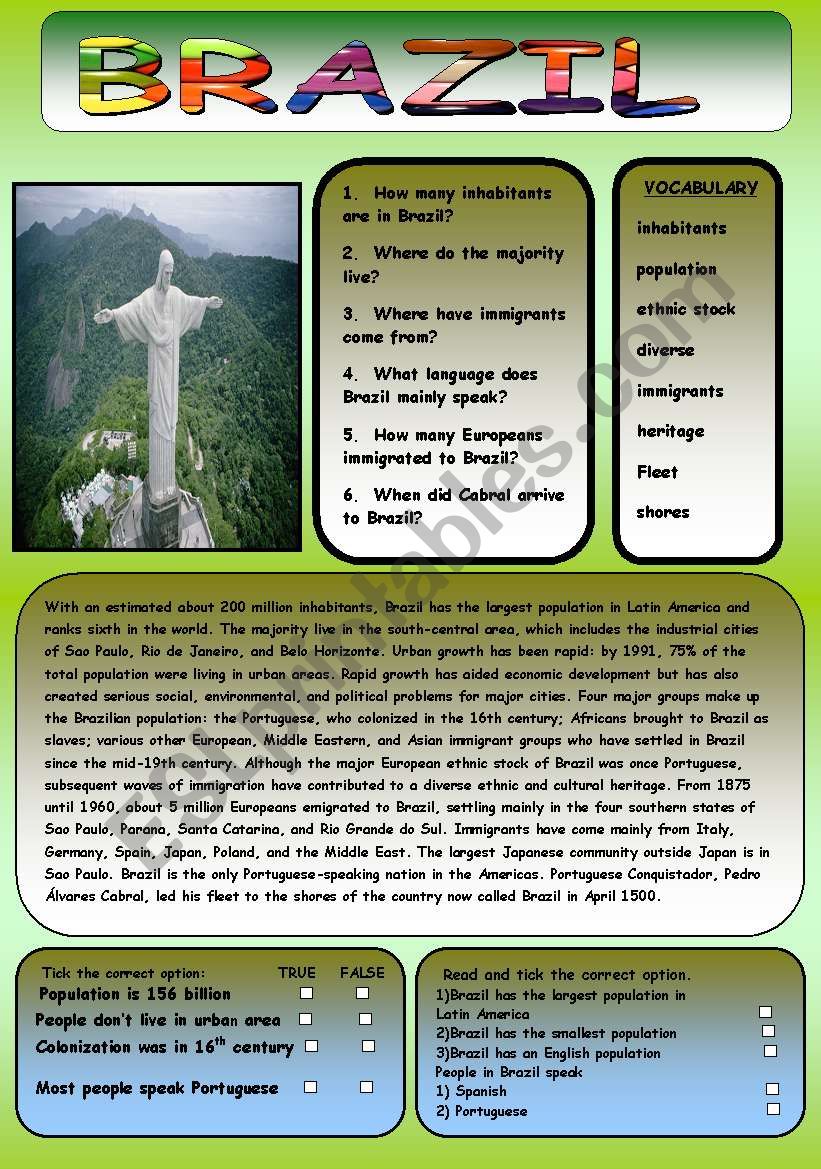 BRAZIL worksheet