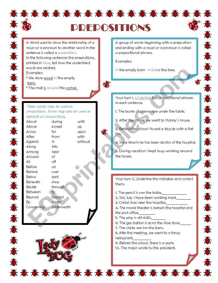 PREPOSITIONS worksheet