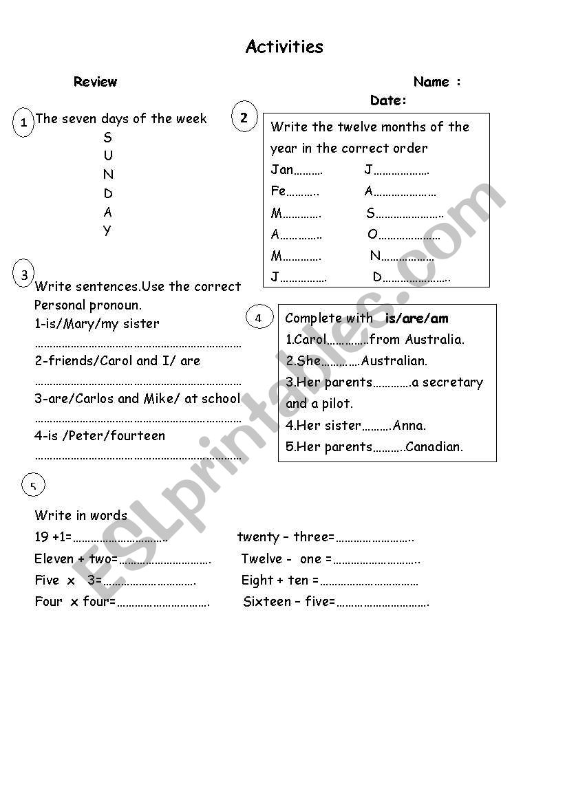 review worksheet