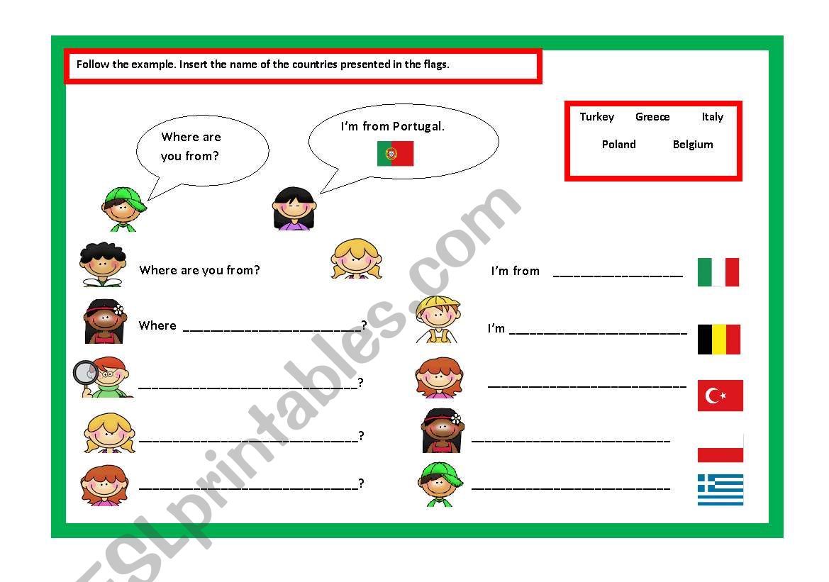 Where are you from? worksheet