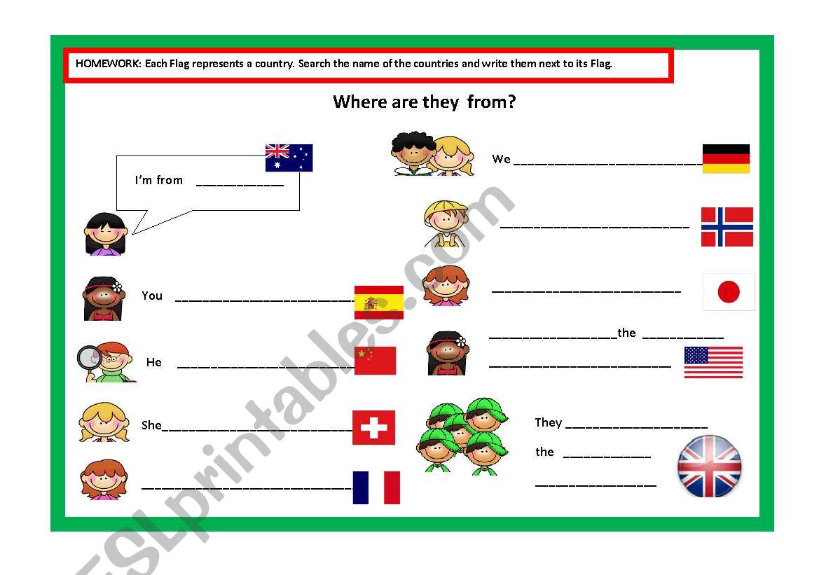 Where are they from? worksheet