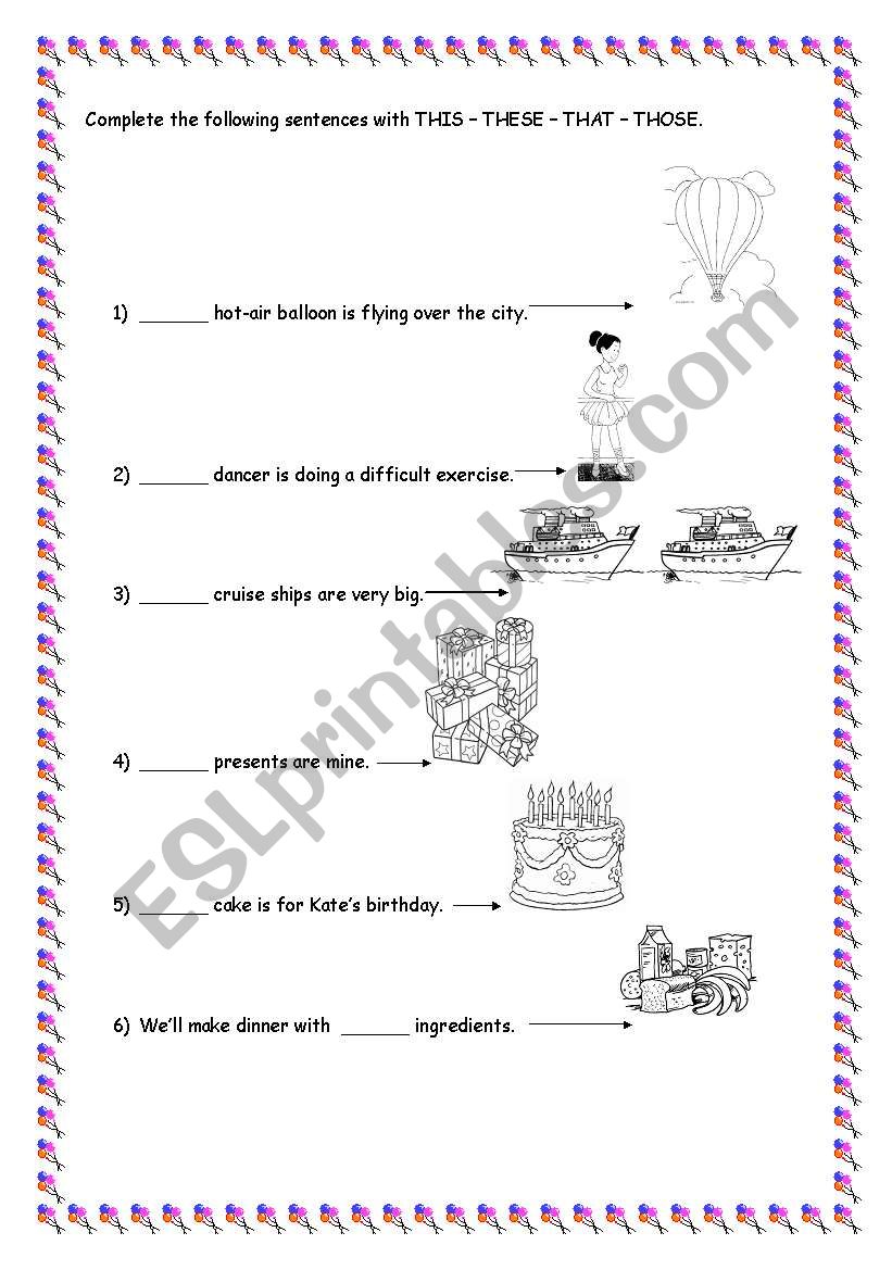 exercise demonstratives worksheet