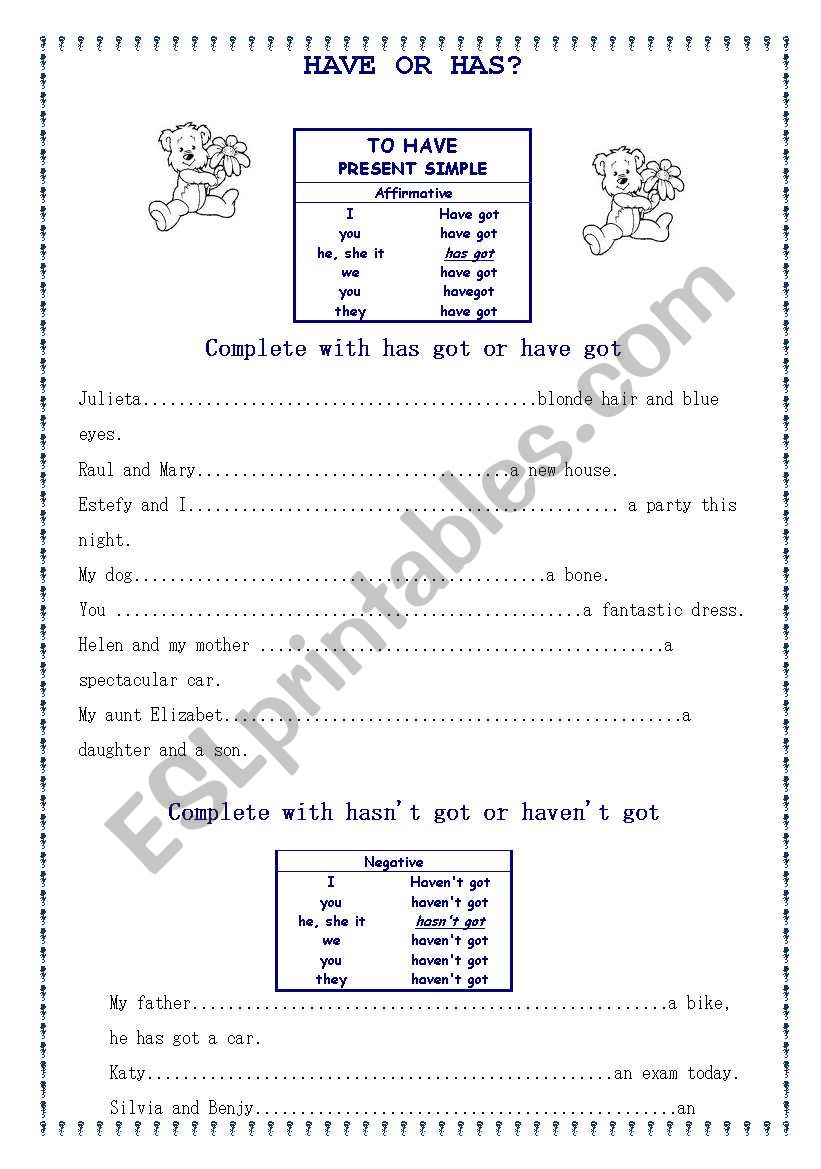 have got worksheet