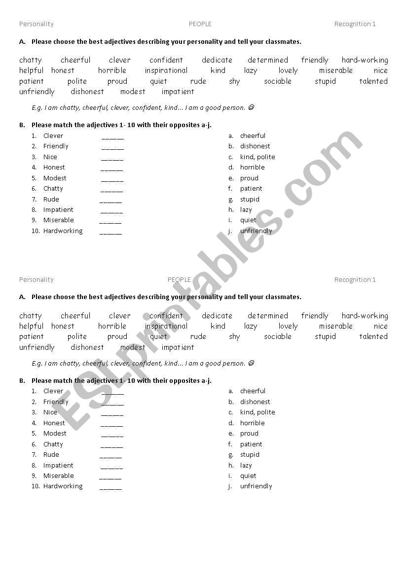 people worksheet