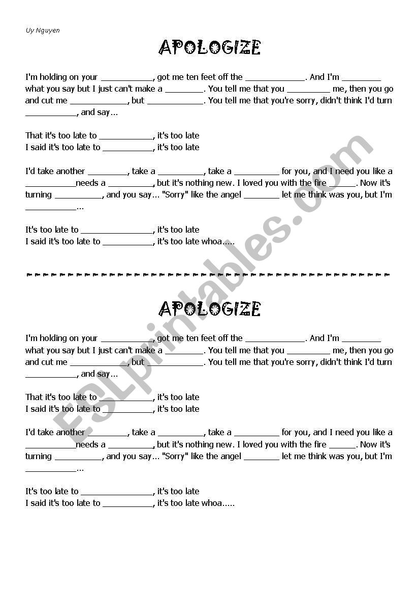 Song worksheet