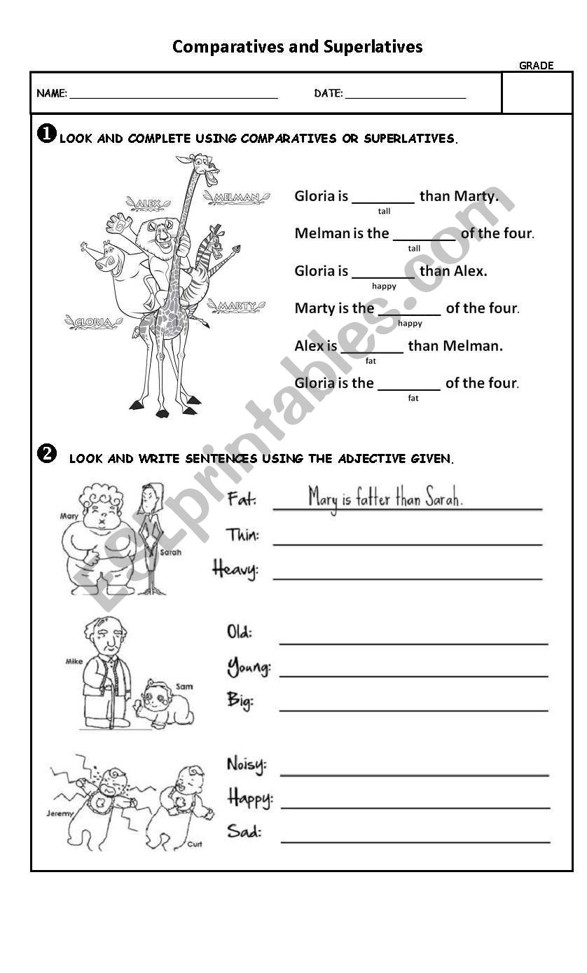 Comparatives & Superlatives worksheet