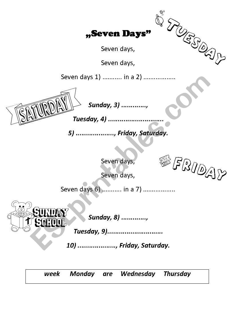 Seven Days worksheet