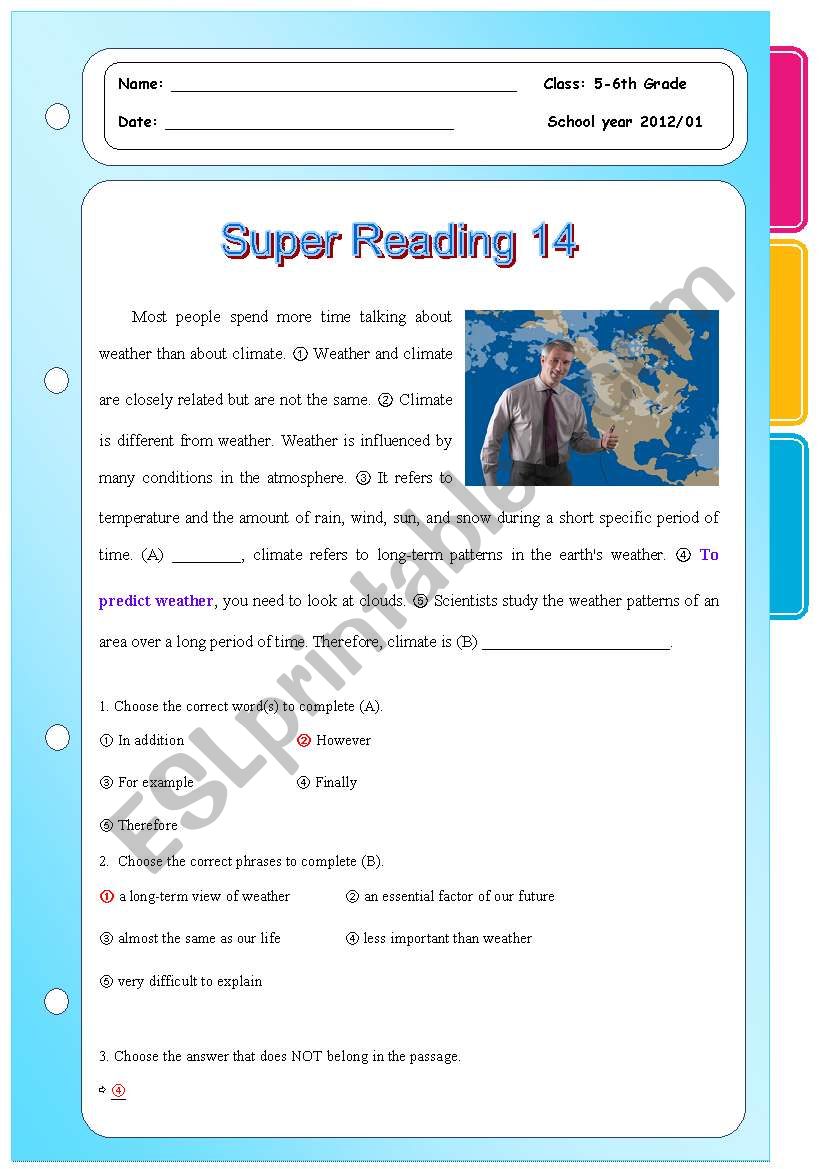 Super Reading Series 14.  worksheet