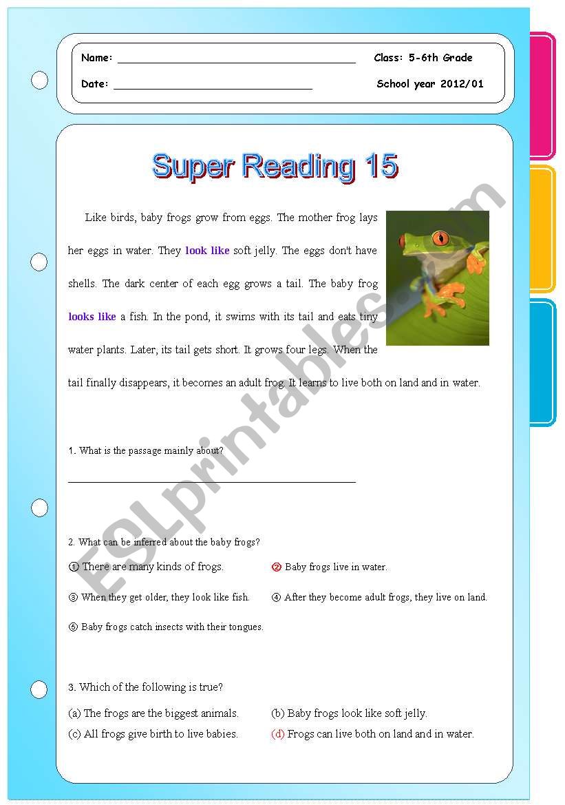 Super Reading Series 15.  worksheet