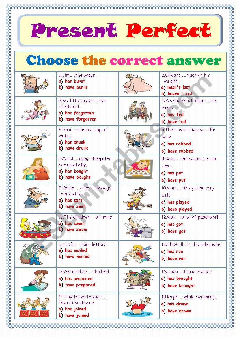 Present Perfect Tense... worksheet