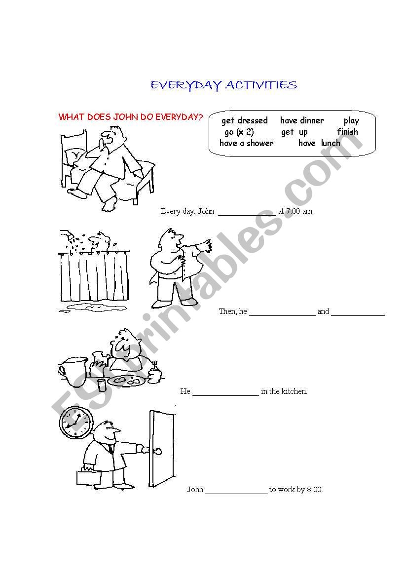 everyday activities worksheet