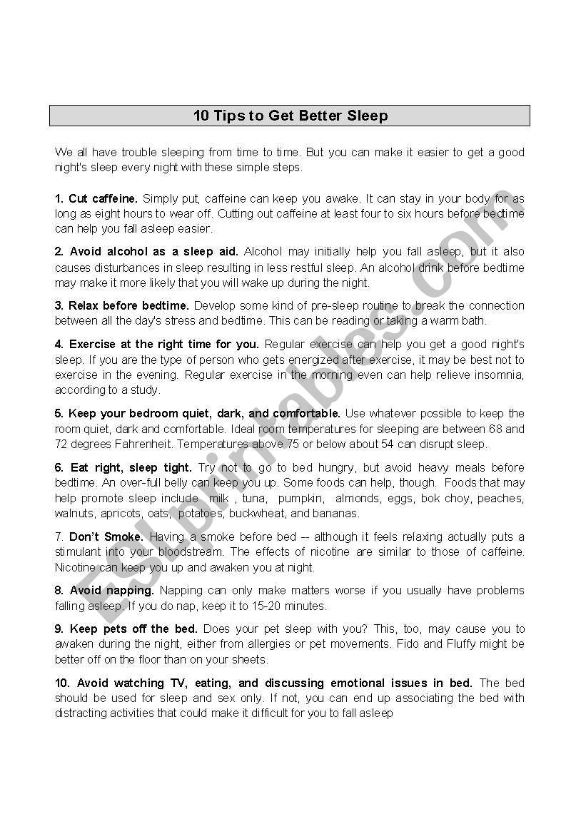 Tips to getting a good night´s sleep